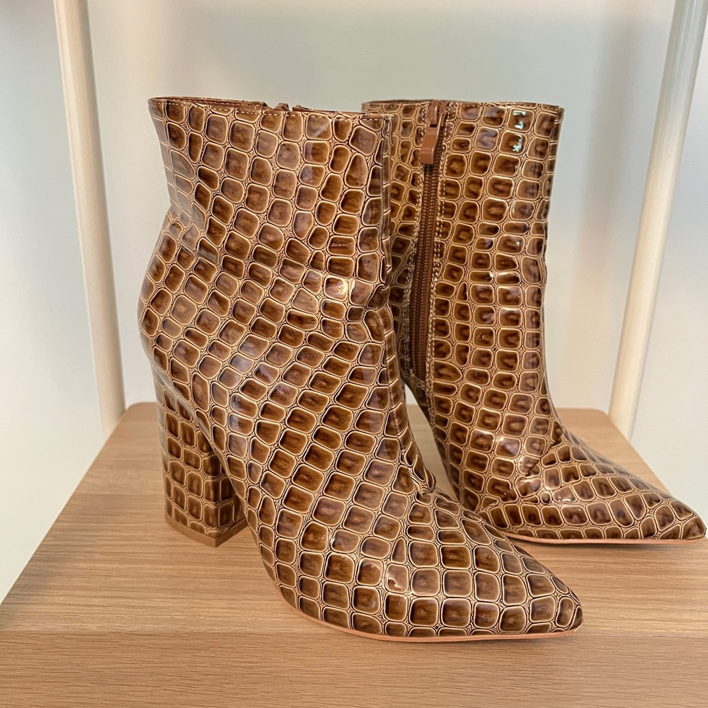Nasty Gal High Hopes Croc Patent Boots